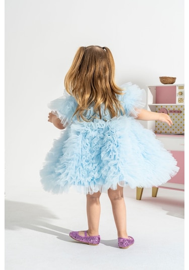 Linola Baby Kids Loli Tütü Etekli Prenses Elbise Mavi