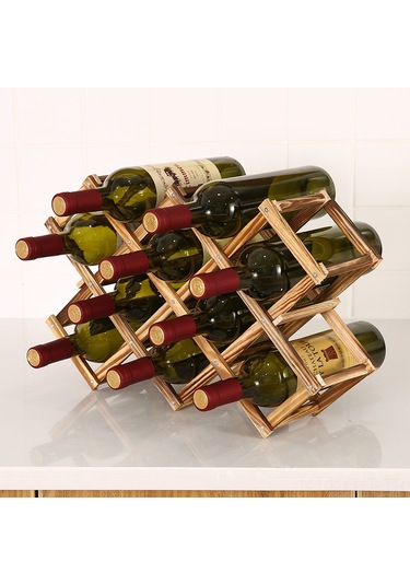 Hangfox Ahşap İçki Rafı, Gökyüzü Ağacı Malzemesi, Yaratıcı Katlanabilir Tasarım, Beş Şişelik Kapasite, Ev Dekorasyonu, Dayanıklı Kullanım