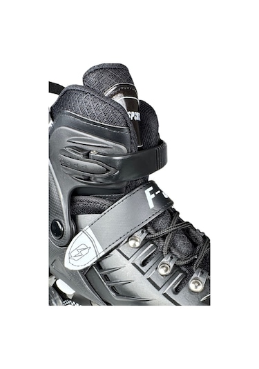 Black Seri Tek Teker Işıklı Paten Koruma Seti 2+2 Çocuk Pateni Taşıma Çantalı 3 İn 1 Siyah