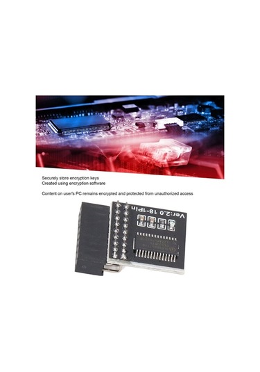 Pazly Asrock Anakart Uyumlu 18pin Lpc Tpm2.0 Güvenlik Modülü - Windows 11 Testli, Güvenli Şifreleme Siyah