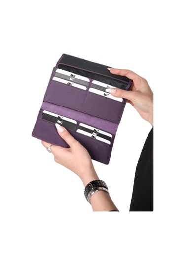 Mft Leather Hakiki Deri El Portföyü Cüzdan Hilton 8926 Flother Mat Mor