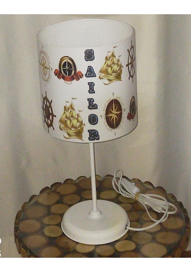 Denizci Yelkenli Gemili Pusula Dümen Çocuk Odası Abajur