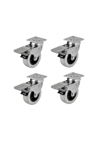 4 Adet Hts Döner Tablalı Frenli Mobilya Tekeri Çap : 52 Mm Kod : 254
