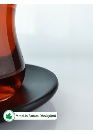 12'li Metal Çay Tabağı - Siyah Siyah