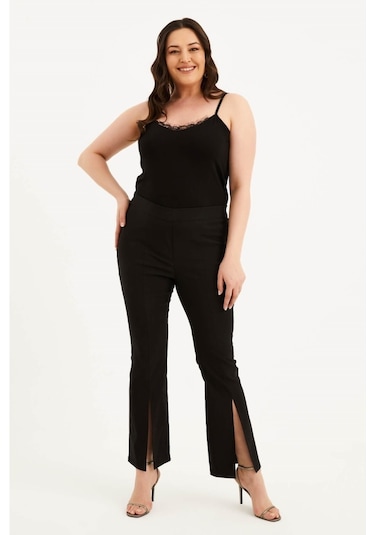 Beli Lastikli Önü Yırtmaçlı Pantolon