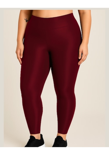 Alya Underwear Büyük Beden Tayt Dalgıç Kumaş Yüksek Bel Bordo