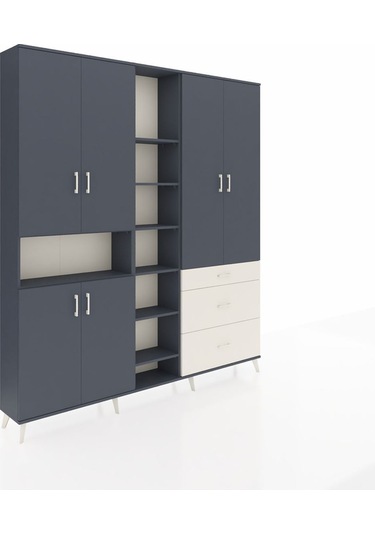 Arges Dolap 13 Raflı 3 Çekmeceli 6 Kapaklı 220x30x243 Antrasit-antrasit/aytaşı Antrasıt/aytası Arges Dolap 13 Raflı 3 Çekmeceli 6 Kapaklı 220x30x243 Antrasit-antrasit/aytaşı Antrasıt/aytası