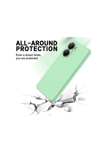 Xiaomi Poco X7 Pro İçin Düz Renk Sıvı Silikon Damlamaz Tam Kapsama Telefon Kılıfı Yeşil