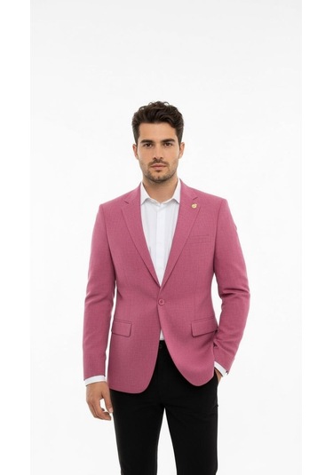 Plus Scorpion Gül Kurusu Erkek Slim Fit Tek Düğmeli Blazer Ceket Astarlı, Şık Ve Modern Kesim Gülkurusu