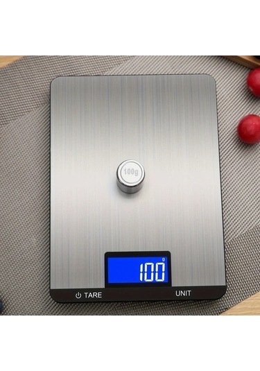 Fastbuy 1 Adet Gümüş Paslanmaz Çelik Taşınabilir Elektronik Mutfak Terazisi, 100 Gr Hassas Ölçüm Ev Tipi Gümüş