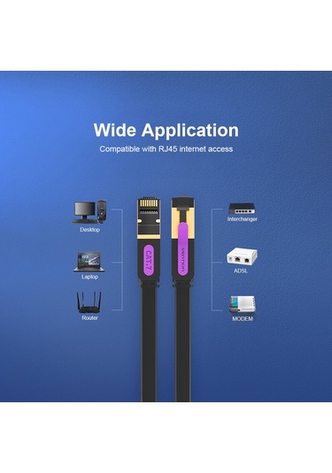 Springsun Ventıon Cat 7 Ethernet Kablosu 10 Gigabit Hızlı Hızlı Düz Ağ Kablosu Rj45 Lan Kablosu Ev İş İçin 1,5 M/4,92 Ft