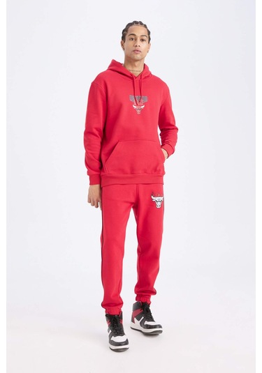 DeFactoFit NBA Chicago Bulls Kalın Jogger Eşofman Altı Standart Fit Cepli Beli Bağcıklı D6564AX25SPBR244