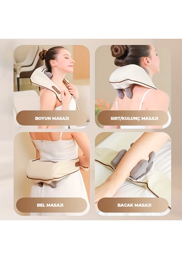 Şarjlı Ovmalı Isıtmalı Masaj Aleti Insan Eli Yoğurma Hissi Bej