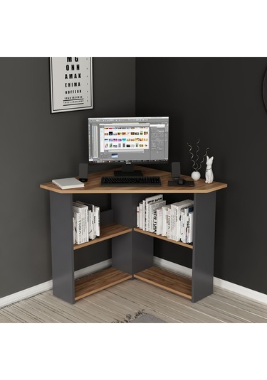 Corner Çalışma Masası Bilgisayar Masası Ofis Masası Kemençe - Antrasit