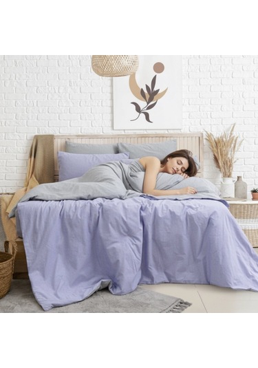Tek Kişilik %100 Pamuk Ranforce Nevresim Takımı 160x220 Cm Lila Lastiksiz Çarşaflı Lila