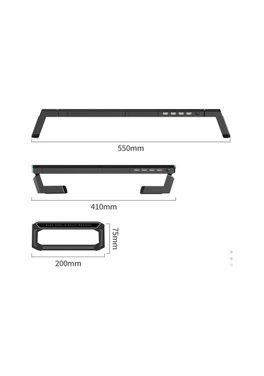 Techtic Bilgisayar Monitör Yükseltici Laptop Sehpası Rgb 4 Usb