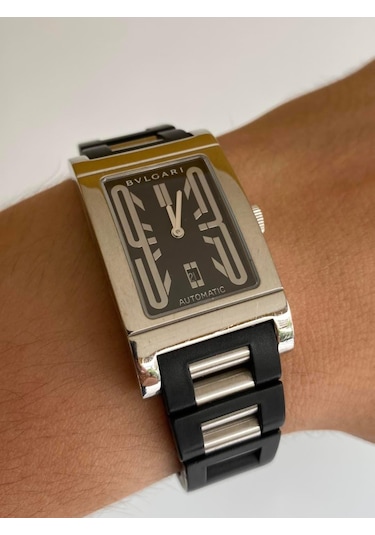 Bvlgari Rettangolo Kauçuk Kordon Erkek Kol Saati RT45S 2. El