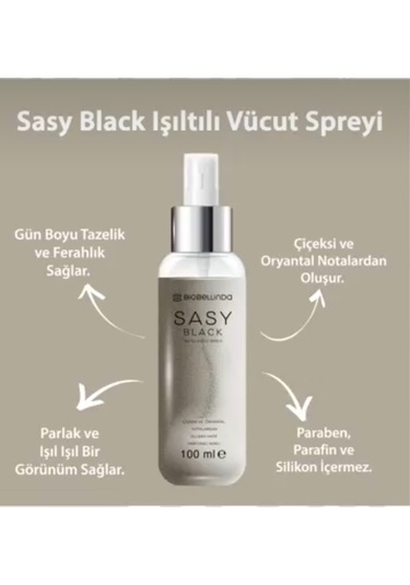 Biobellinda Sasy Black Simli Vücut Spreyi 100 Ml