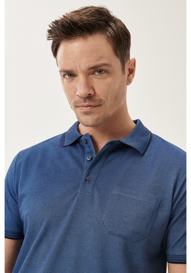 Ac&Co / Altınyıldız Classics Polo Yaka Cepli Regular Fit Bol Kesim Düz Tişört - 481716687 Lacivert