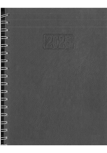 Sim 2026 Ajanda Spiralli Suni Deri Siyah 17x24 Hafta Sonları Birleşik Siyah