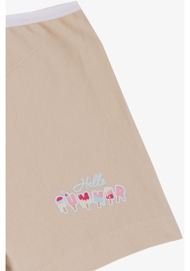 Breeze Kız Çocuk Boxer Dondurma Baskılı 5-11 Yaş, Bej-bej Bej