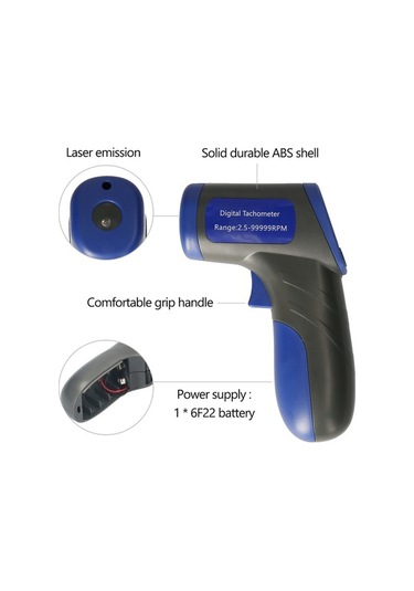 Novahub Yüksek Hassasiyetli Lazer Takometre, Lcd Ekran, Veri Kaydı, Taşınabilir, Koyu Gri Koyu Gri