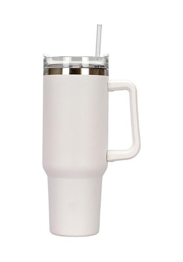 Beyaz Soğukluğu Koruyun Mat Doku Pratik 40oz Şeffaf Kapak Yeniden Kullanılabilir İçecek İçme Vakumlu Pipetli Kupa Yalıtımlı Tumbler