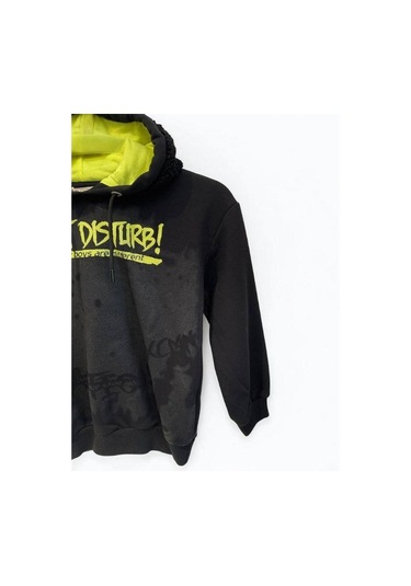 Erkek Çocuk Orta Kalınlık Kapüşonlu Sweatshirt-15197 Siyah