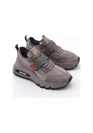 Dgn 081 Kadin Üstü Yazili Spor Ayakkabi 081-2252-R7512 Gri
