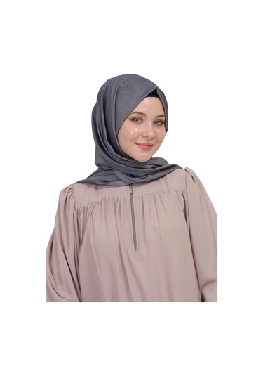 Çift Taraflı Düz Jakar Şal Parlak & Mat Dokulu, Özel Gün Şalı, Düz Renk Füme