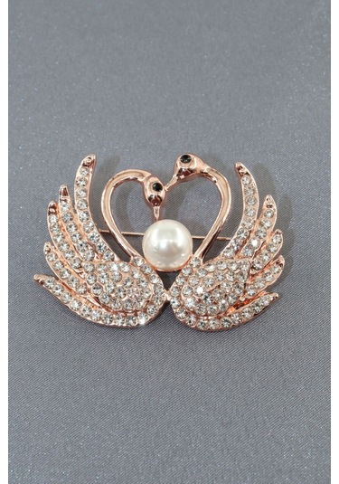 Aşık Kuğu Broş. Altın Renkli Kalpli Aşık Kuğulu Yaka İğnesi Broş. Kadın Broş. Kuğu Broş. Kalp Broş Gold