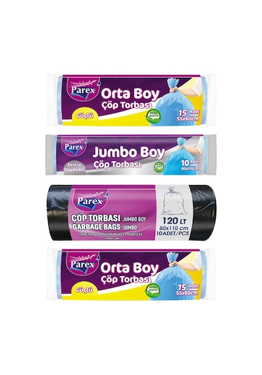 Çöp Torbası Jumbo Boy Ve Orta Boy Dörtlü Paket