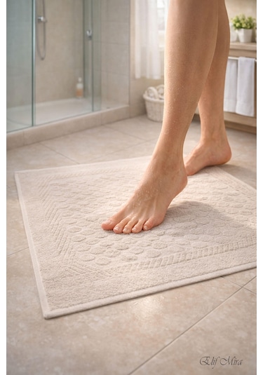 3 Lü Banyo Ayak Havlusu Seti %100 Pamuk Damatouch Bej