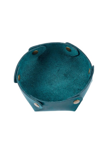 Dianziye Nordik Tarz Tam Deri Anahtar Makyaj Mücevher Giriş Dolap Çöpü Mutfak Masaüstü Saklama Kutusu Crazy Horse Mavi