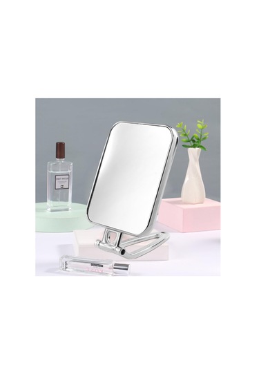 Gaman Dikdörtgen 2X Katlanabilir Masaüstü Makyaj Aynası Gümüş