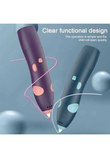 Xindoker 3d Baskı Kalemi - Çocuklar İçin Dıy立体 Boyama - Soğuk İşlem - Şarjlı Mavi İngilizce Paket