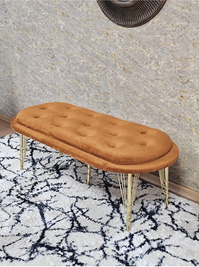 Ufo Oturak Bench - Gold Kaplama Telli Ayak - Oturak - Bench - Puf Çok Renkli