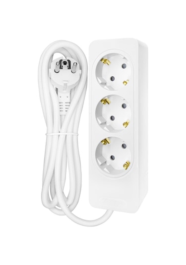 Seldur Grup Priz 3'lü Topraklı 2 Metre Beyaz 2 M