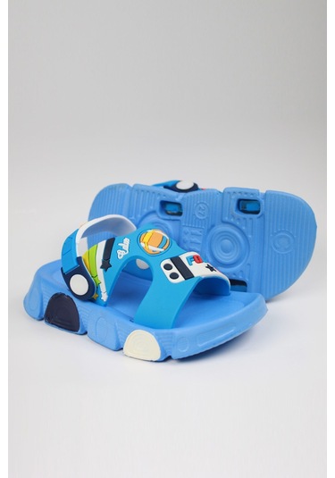 Günlük Unisex Çocuk Sandalet Esnek Kaymaz Taban Yazlık Ev Okul Kreş Ayakkabı Ps940-ps955 Mavi
