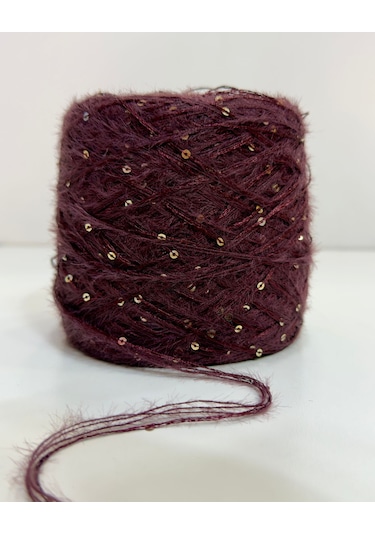 Tavşan Tüyü Pullu El Örgü İpi 200gr - Bordo