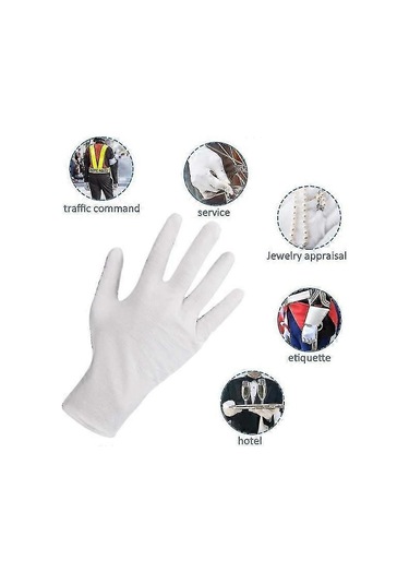 12 Çift Beyaz Eldiven Pamuklu Yumuşak Pamuklu Eldiven Nefes Alabilir