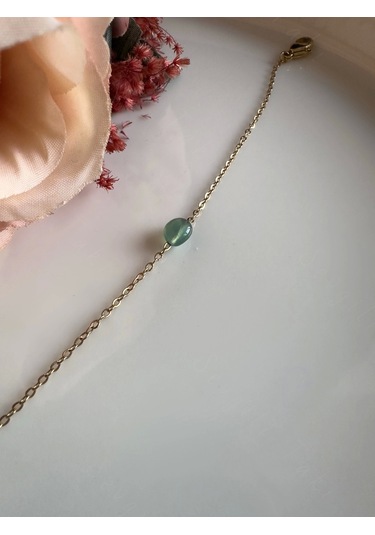 Akik Doğal Taşlı Gold Çelik Bileklik Sevgili Takı Koleksiyonu Çok Renkli