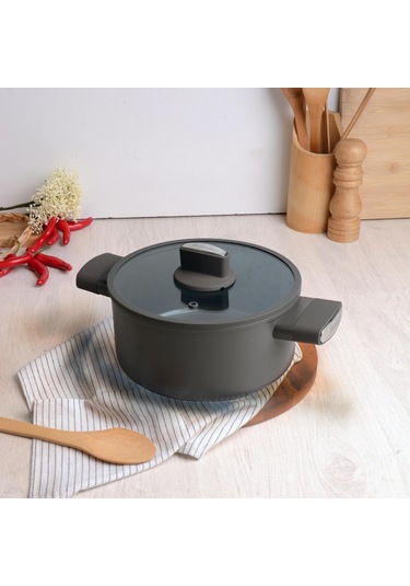 Belarıva 24 Cm Grı Sılıkon Saplı Derın Tencere Gri