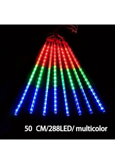 Novahub Çok Renkli 8 Adet Güneş Meteor Yağmuru Yağmur Işıkları Su Geçirmez Dize Işıklar Noel Dekorasyonu 30cm Çok Renkli Çok Renkli