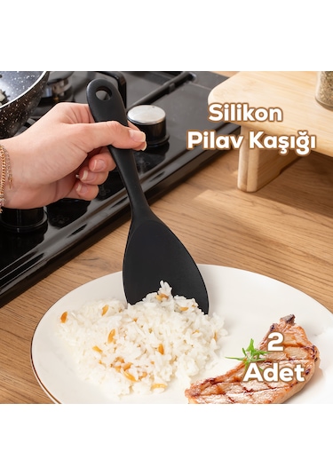 Porsima 5262 2 Adet Sert Uçlu Silikon Pilav Kaşığı Kepçe 22cm