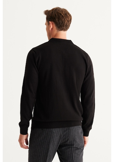 Altinyildiz Classics Erkek Siyah Tüylenme Yapmayan Anti Pilling Kumaş Standart Fit Polo Yaka Triko 4A4923100003SYHL Siyah