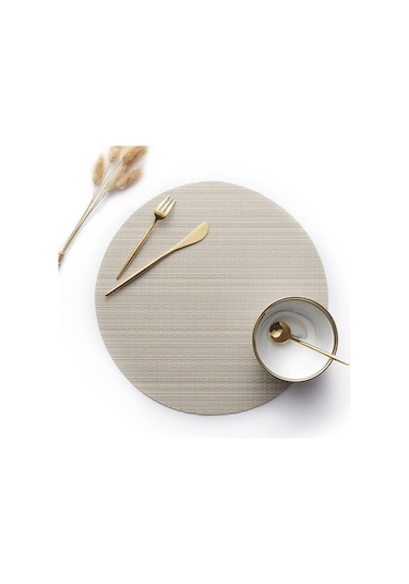 Bej 4 Adet Kaymaz Yuvarlak Pvc Placemats Isı Yalıtım Mat Batı İskandinav Tarzı Yemek Paspasları Masa Mat Ev Otel Restoran Dekoru Bej