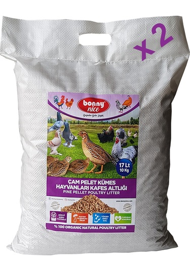 Bonny Nice Organik Kümes Hayvanları Kafes Altlığı 10KG 17 L x 2