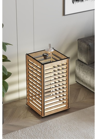 Meşe Solis Sehpa Lambader Şapka Rengi