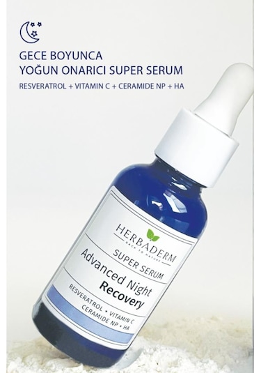 Herbaderm Süper Serum Sıkılaştırıcı Aydınlatıcı Onarıcı  Gece Serumu 30Ml